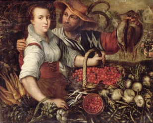 A Market Scene with Fruit and Vegetable Sellers